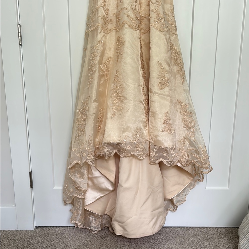 Gold Ruffled Sweetheart Wedding Gown - Picture 2 of 9